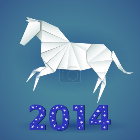 New year origami paper horse 2014