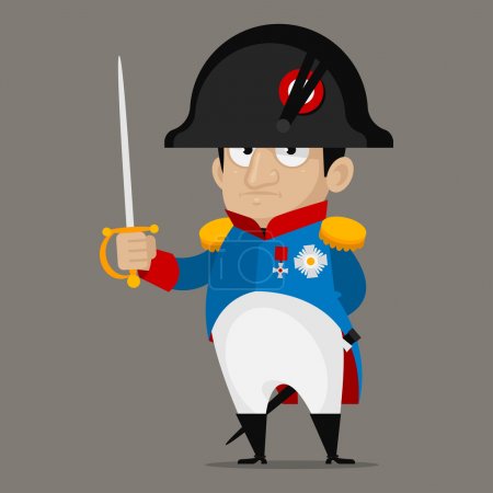 Napoleon Bonaparte cartoon character holds sword