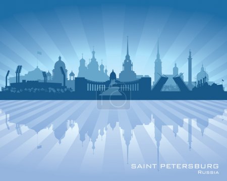 Sankt Petersburg Russia city skyline Detailed silhouette