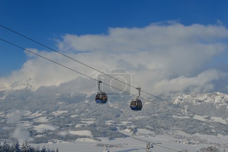 Ski lift gondola in Alps
