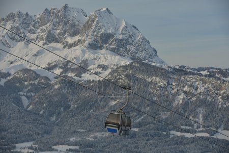 Ski lift gondola in Alps