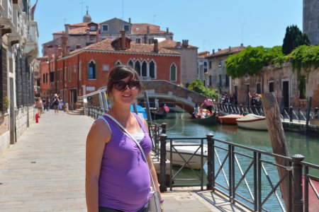 Tourist woman have beautiful vacation time in venice italy