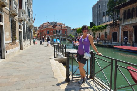 Tourist woman have beautiful vacation time in venice italy