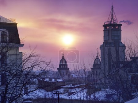 Night Kiev city of Ukraine at winter