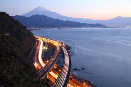 Night view of Mt. Fuji and Expressway