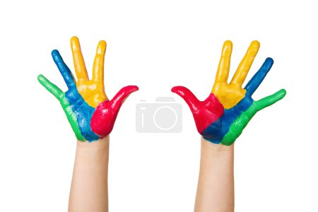 Colorful painted hands