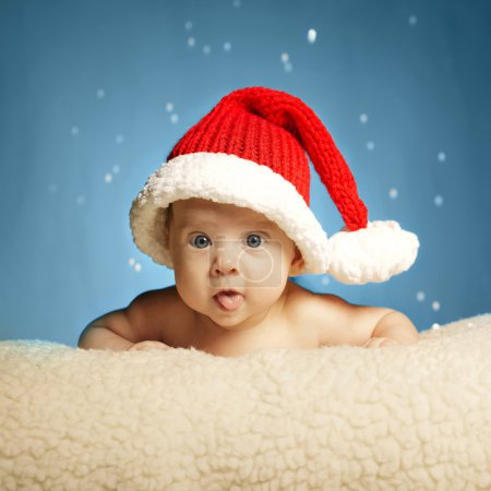 little cute girl with santa hat