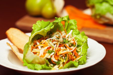 Vegetarian kitchen & healthy food concept. Fresh vegetable salad