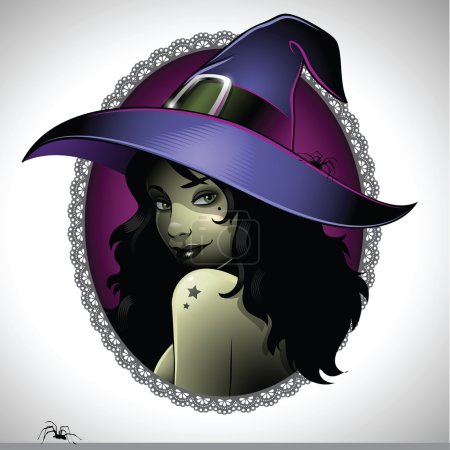 Illustration of a sexy witch