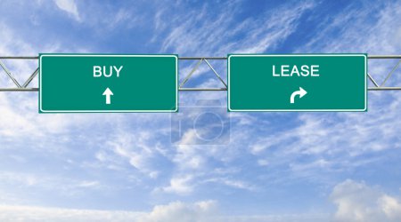 Road sign to lease and buy