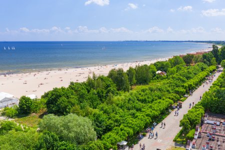 People on the beach of Sopot at Baltic Sea