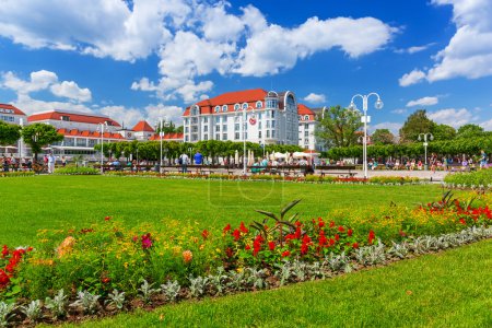 Square with beautiful gardens at the Sopot Molo, Poland