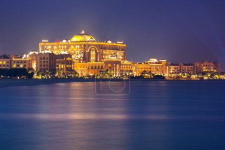 Luxury Emirates Palace hotel in Abu Dhabi at night