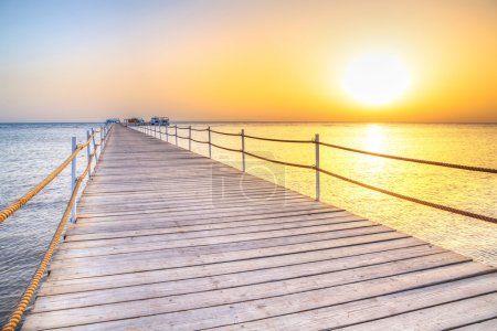 Pier on Red Sea in Hurghada at sunrise