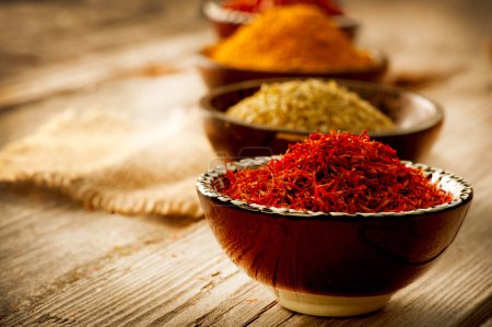 Spices Curry, Saffron, Turmeric