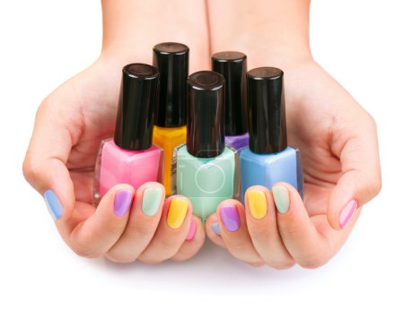 Nail Polish. Manicure. Colorful Nail Polish Bottles
