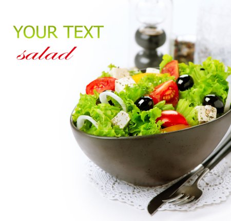 Mediterranean Salad. Greek Salad isolated on a White Background