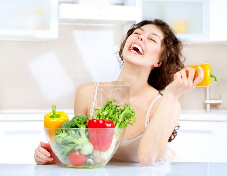 Beautiful Young Woman with healthy food