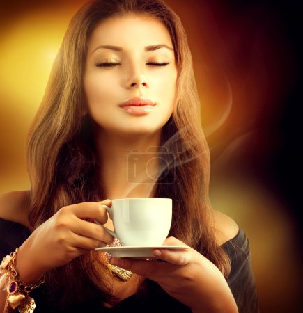 Model Girl with the Cup Tea