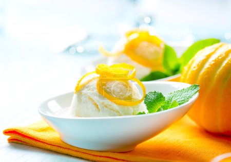 Ice Cream. Homemade Lemon Icecream Dessert