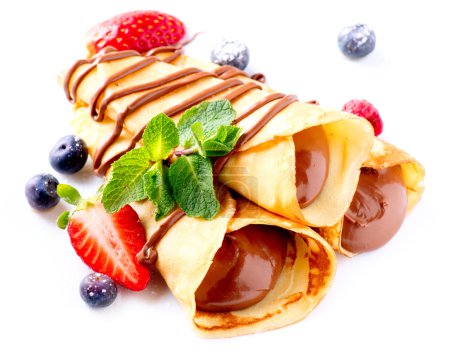 Crepes With Chocolate Cream and Berries
