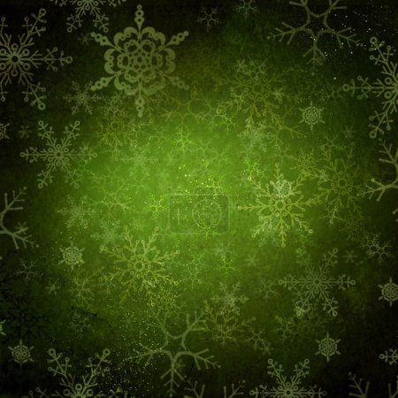 Green Christmas Holiday Background with Snowflakes