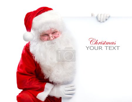 Santa Claus holding Banner with Space for Your Text