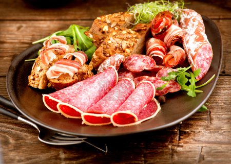 Sausage. Various Italian Ham, Salami and Bacon