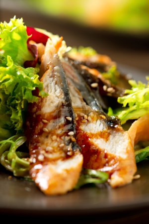 Salad With Smoked Eel with Unagi Sauce