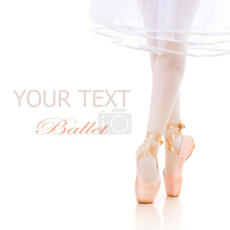 Ballerina Legs closeup. Ballet Shoes. Pointe