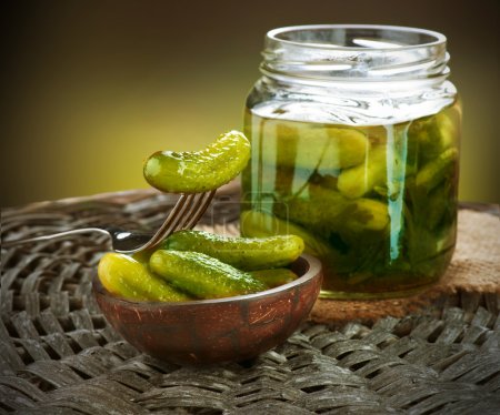 Gherkins. Pickles. Salted Cucumbers still-life