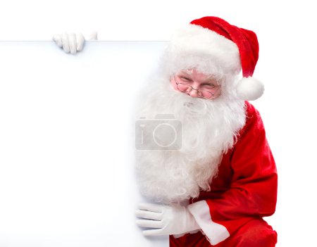 Santa Claus holding Banner with Space for Your Text