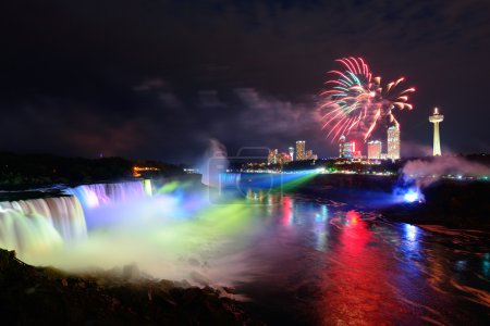 Niagara Falls and fireworks