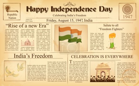 Vintage newspaper for Happy Independence Day of India