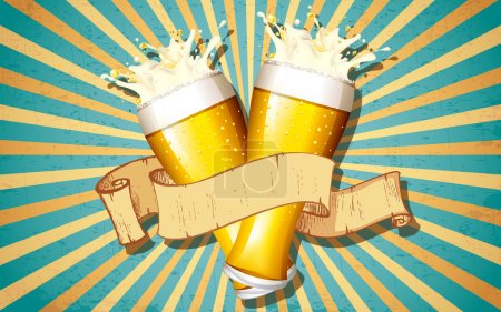 Beer Glass in Retro Background