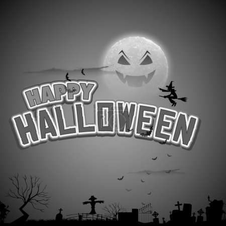 Witch flying in Happy Halloween Background