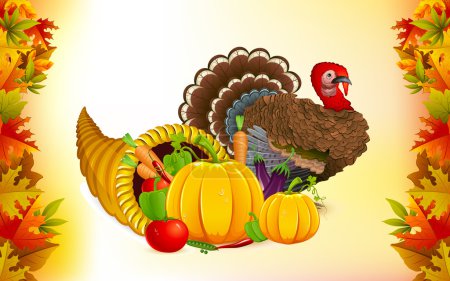 Thanksgiving Cornucopia with Turkey