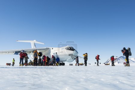 Tourists arriving to the South Pole, Antarctica