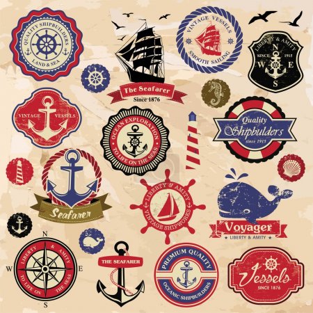 vintage retro nautical labels