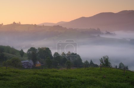Dawn in a mountain village 