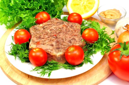 Jellied meat with fresh herbs