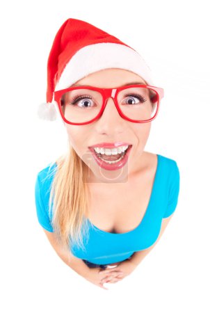 Photo of a funny Santa girl