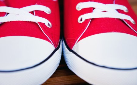 Red sneakers close up