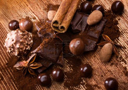 assortment chocolate with spices