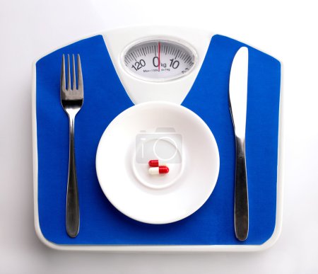 plate on scale for dieting concept