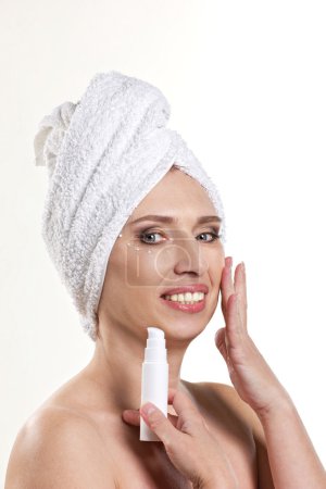 woman with cosmetics product