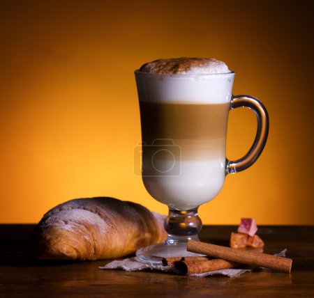 latte macchiato with croissant