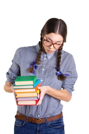 teen girl  with books