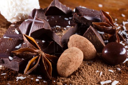 close-up of chocolate and bonbon