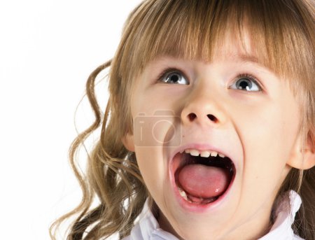 portrait of a little screaming girl